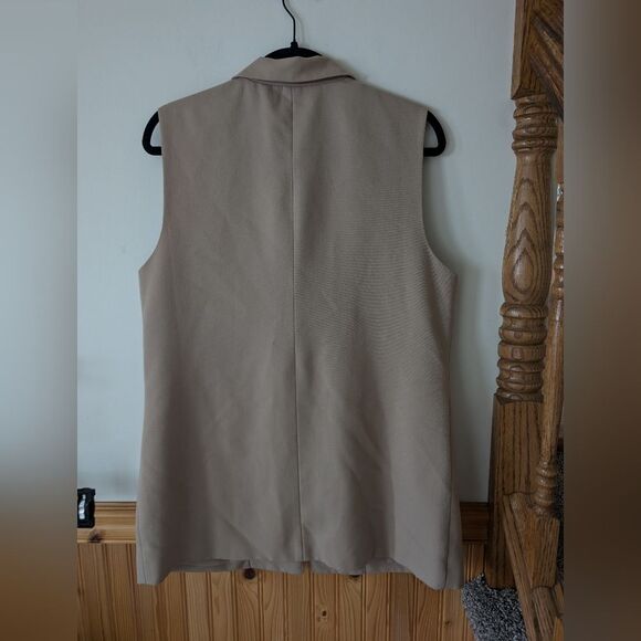Gef Tan Longline Blazer Vest Size Medium - Picture 4 of 6